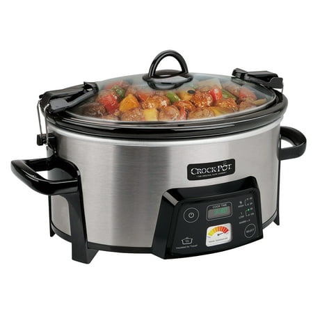 Crock-Pot 6-Quart Cook & Carry Digital Slow Cooker with Heat Saver Stoneware, Brushed Stainless Steel (Best Digital Slow Cooker)