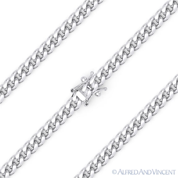 3.5mm Miami Cuban / Curb Link Italian Chain Necklace in Solid .925 Sterling Silver w/ Rhodium