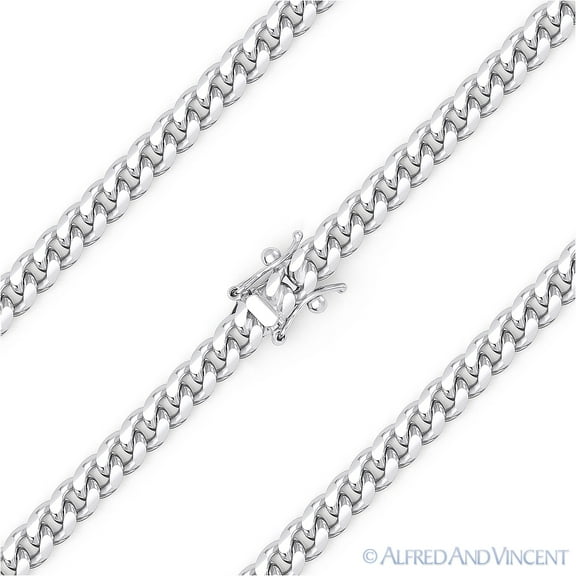 3.5mm Miami Cuban / Curb Link Italian Chain Necklace in Solid .925 Sterling Silver w/ Rhodium