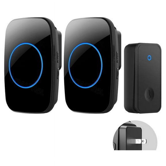 Self Powered Wireless DoorBell No Battery Waterproof Door Bell for Kids Elderly Caller 1 Button 2 Receiver US PLUG