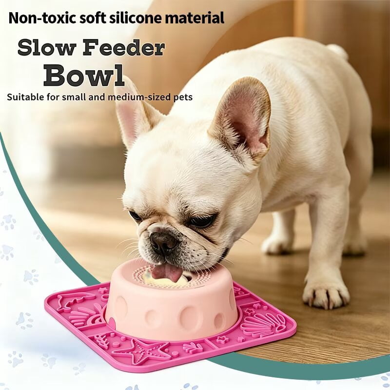 Large Silicone Dog Lick Bowl, Gen 3 Standard Slow Feeder Lick Mat with Suction Base, Anxiety Relief for Dogs & Cats, Blue-Green Combo