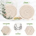 thumbnail image 5 of 6 Pcs Drink Coasters with Holder 3.94in Woven Coasters for Drinks Eucalyptus Leaves and Little Bird Coaster Set for Protection Table, 5 of 7
