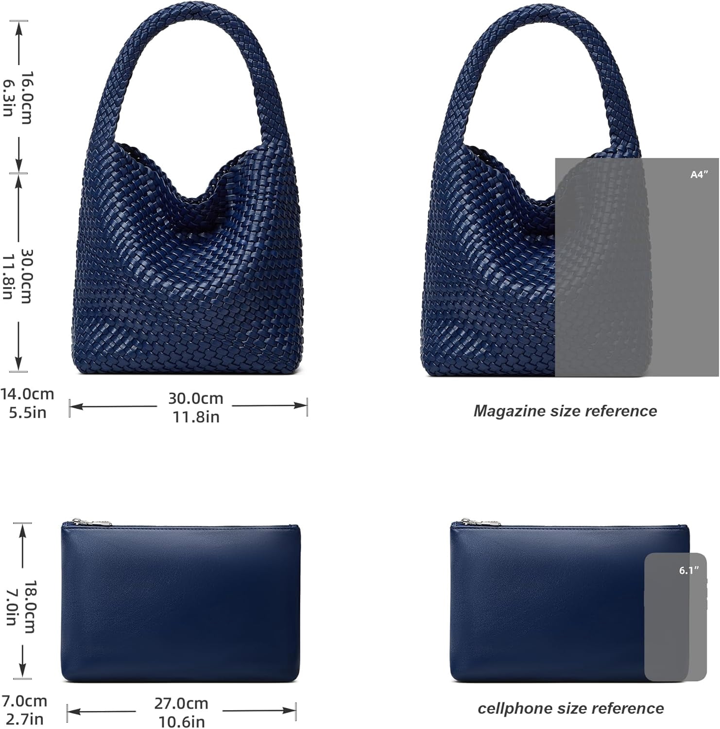 Woven Bags for Women Tote Purse: Vegan Leather Shoulder Handbags - Medium Beach Tote Bags - Handwoven Satchel Underarm Purse
