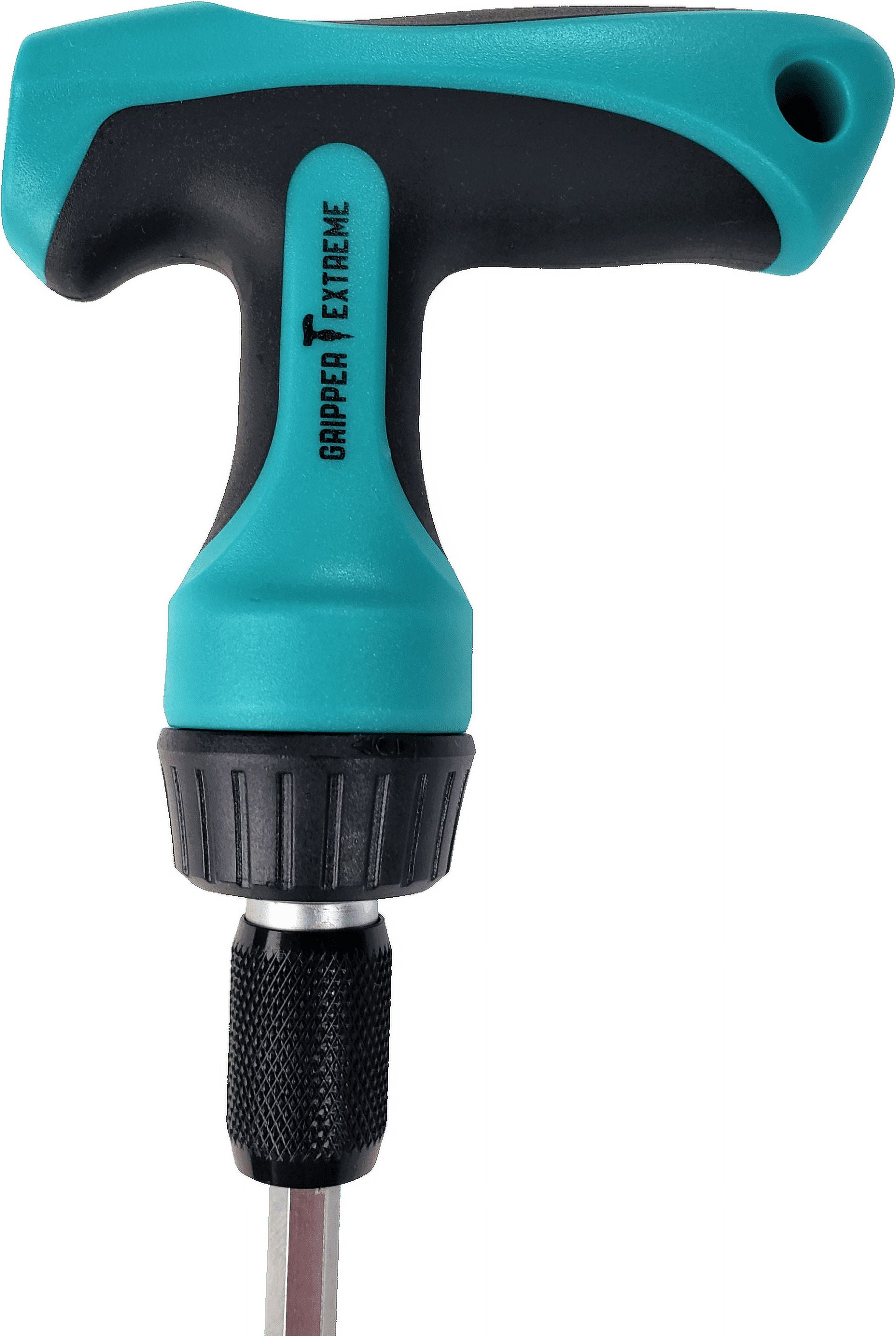GRIPPER EXTREME, T-HANDLE RATCHET MULTI-BIT SCREWDRIVER SET