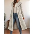 thumbnail image 6 of Women'S Warm Fleece Long Sleeve V Neck Button Down Casual Jacket Hooded Cardigan Fall Winter Coats Apricot XXL, 6 of 8