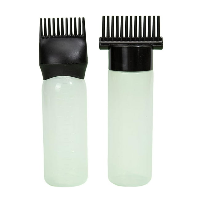 lionlar 2 Bottles Comb Applicator, Hair Dye Bottle, Refillable Applicator Brushes, 160ml Clear