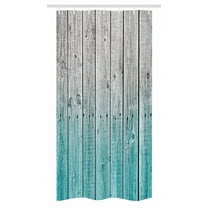 Rustic Stall Shower Curtain, Wood Panels Background with Digital Tones Effect Country House Art Image, Fabric Bathroom Set with Hooks, 36W X 72L Inches Long, Pale Blue and Grey, by Ambesonne