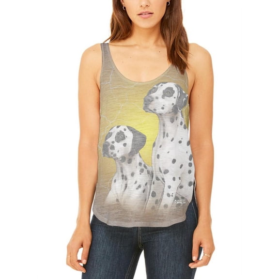 Dalmatians Live Forever Juniors Flowy Side Slit Tank Top Multi 2XL