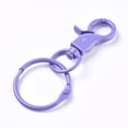 thumbnail image 2 of Baking Painted Alloy Swivel Keychain Clasp Findings with Iron Rings Lilac 70mm Clasp: 44.5x20x7mm Ring: 30x2.5mm, 2 of 2