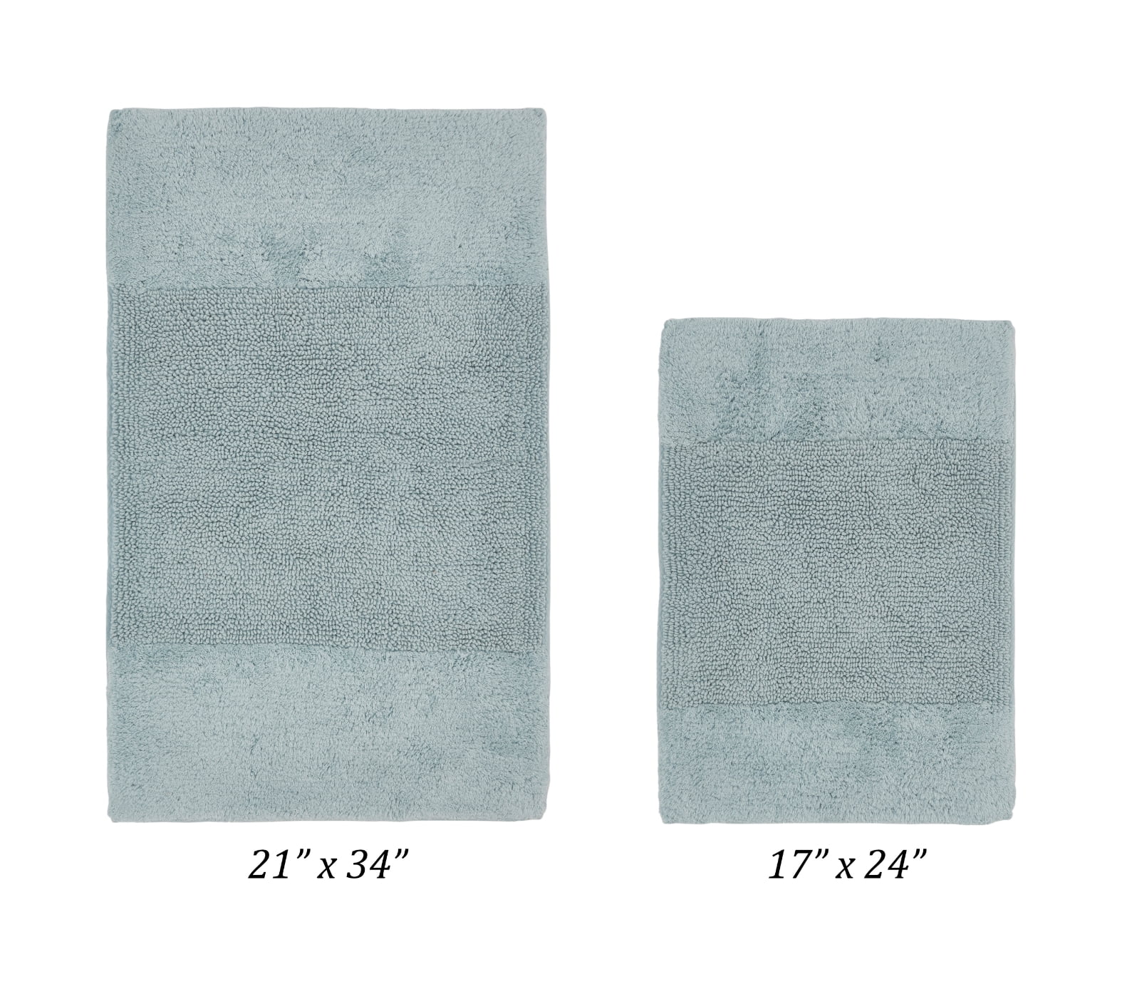 Better Trends 2 Piece Bathroom Rug Set, 100% Cotton, Extra Soft Tufted Bath Mat, Water Absorbent & Non Slip Bath Rug, (Blue) Granada Collection