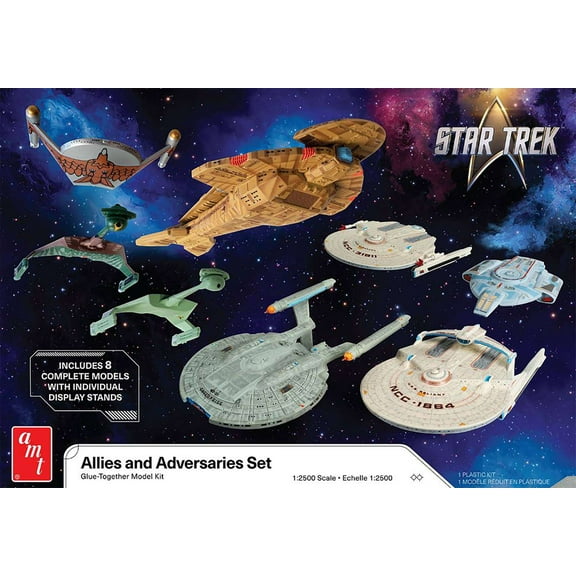 Allies and Adversaries Space Ship Set "Star Trek" Franchise (Skill 2) 1/2500 scale Plastic Model Kit by AMT