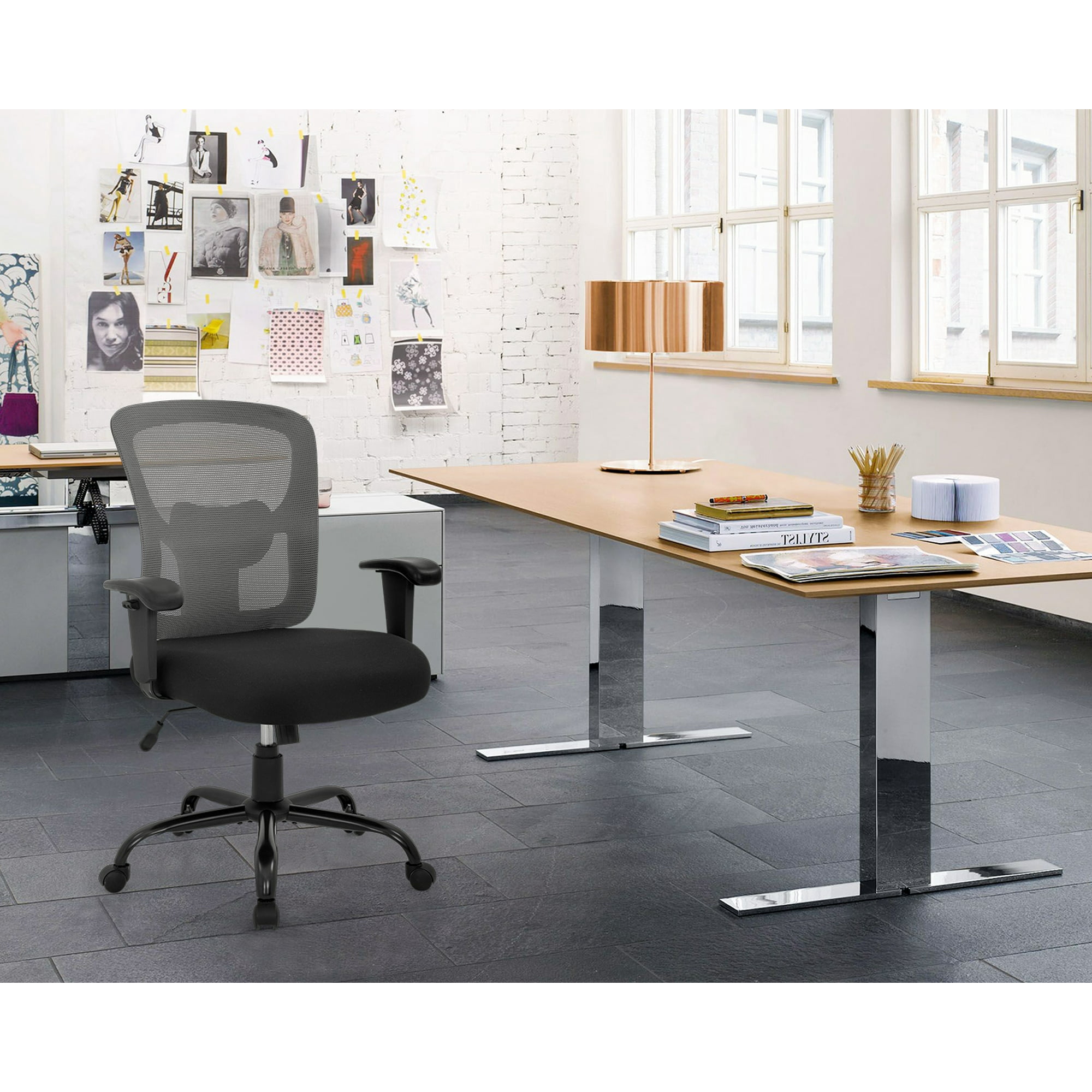 BestOffice Big and Tall Office Chair, Lumbar Support, Adjustable Arms and Height for Adults(Grey)