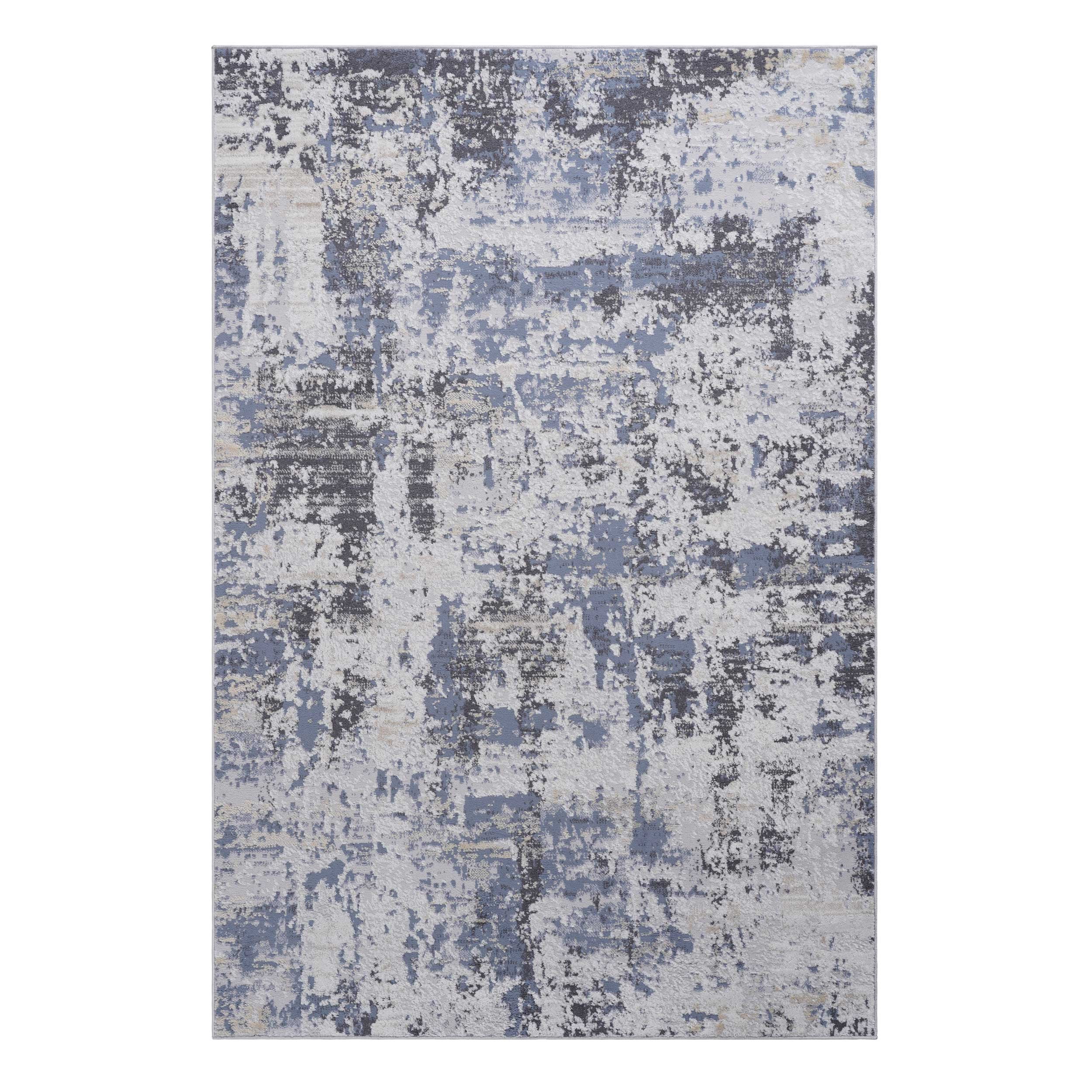5' x 7' Grey Denim Abstract Area Rug Non-Shedding Stain Resistant Medium Pile Carpet for Living Room Bedroom Dining Room Home Office Entryway
