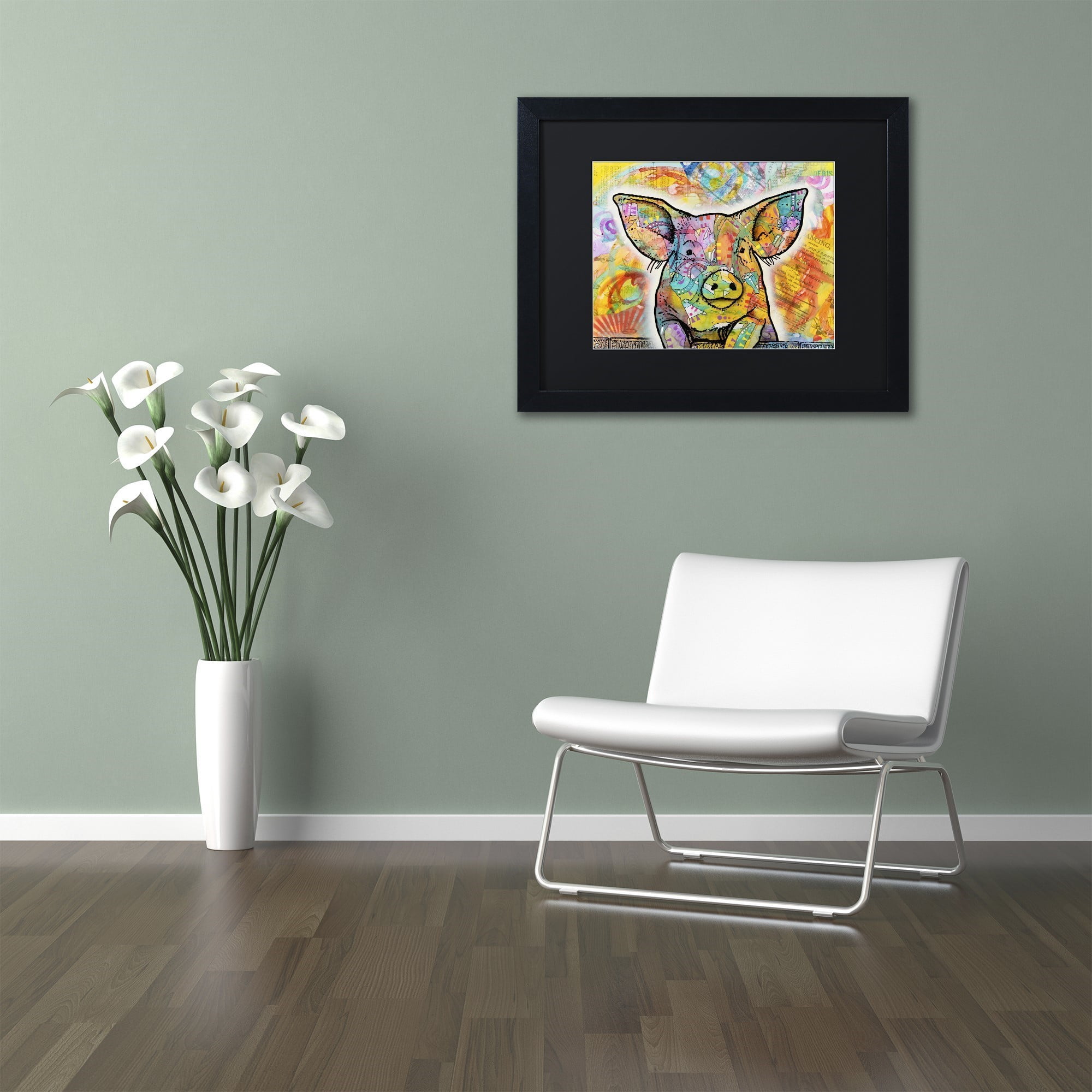 Trademark Fine Art 'The Pig' Canvas Art by Dean Russo, Black Matte, Black Frame