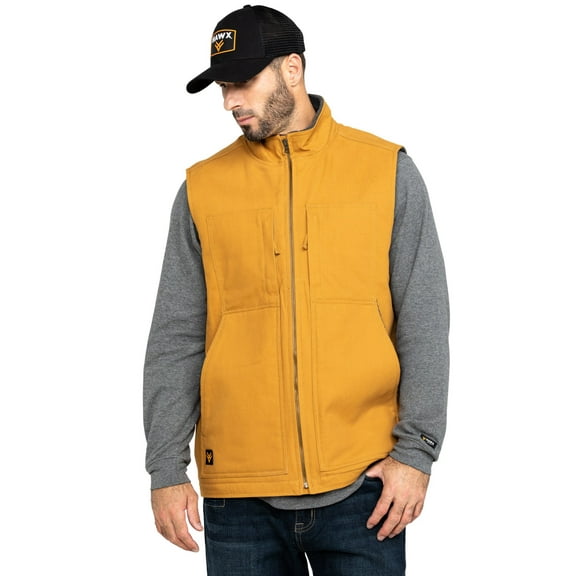 Hawx Work Gear Men's Khaki Canvas Sherpa Lined Work Vest - HF19V02- KHK XX-  US