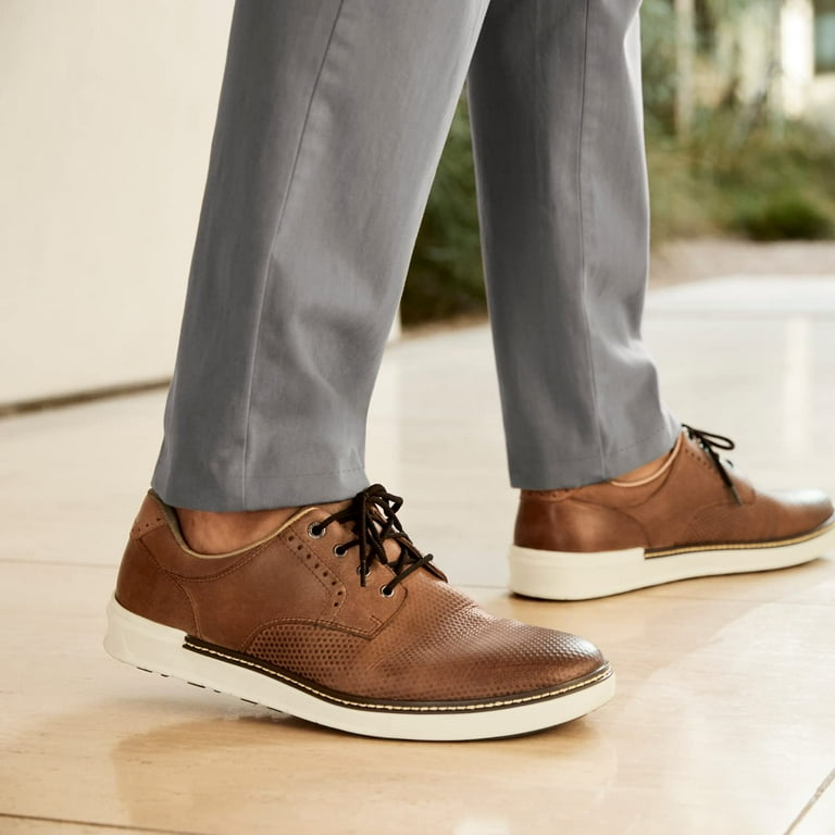 Johnston Murphy McGuffey GL2 Hybrid Shoes Tan Oiled Embossed