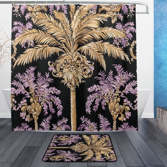 BZSMCE Shower Curtain and Bath Accessory Set,Exotic Floral Splendor Pattern
