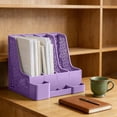 thumbnail image 4 of Yhmxh Magazine File Holder with Pen Holder and Storage Case, Plastic Desk Organizer File Folder Holder with 4 Vertical Compartments, Sturdy Desktop Binder Organizer for Office, Work, Home, 4 of 6