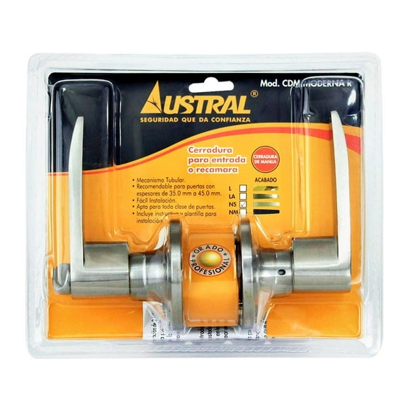 Cerradura Austral Moderna para Entrada o Recámara  de Manija