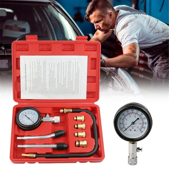 WHEANG Petrol Engine Compression Tester Kit For Cars Motorbikes & Mowers W/ 3" Scale Gauge Rubber & Adapters Storage Case