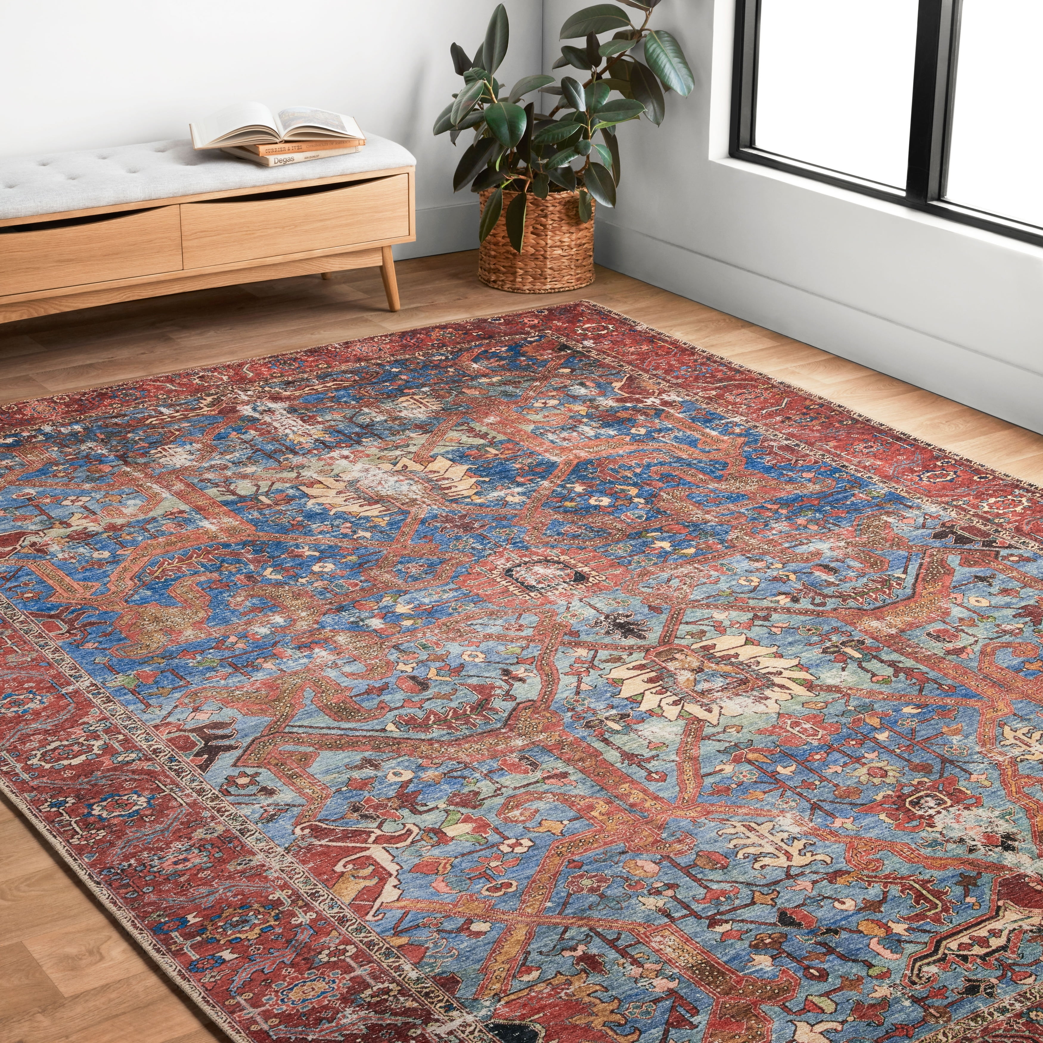 Alexander Home Tremezzina Printed Boho IronRod Distressed Rug