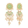 thumbnail image 4 of Efulgenz Indian Jewelry Bollywood Antique Beaded Crystal Kundan Floral Big Dangle Chandelier Earrings Set, Green, 4 of 4