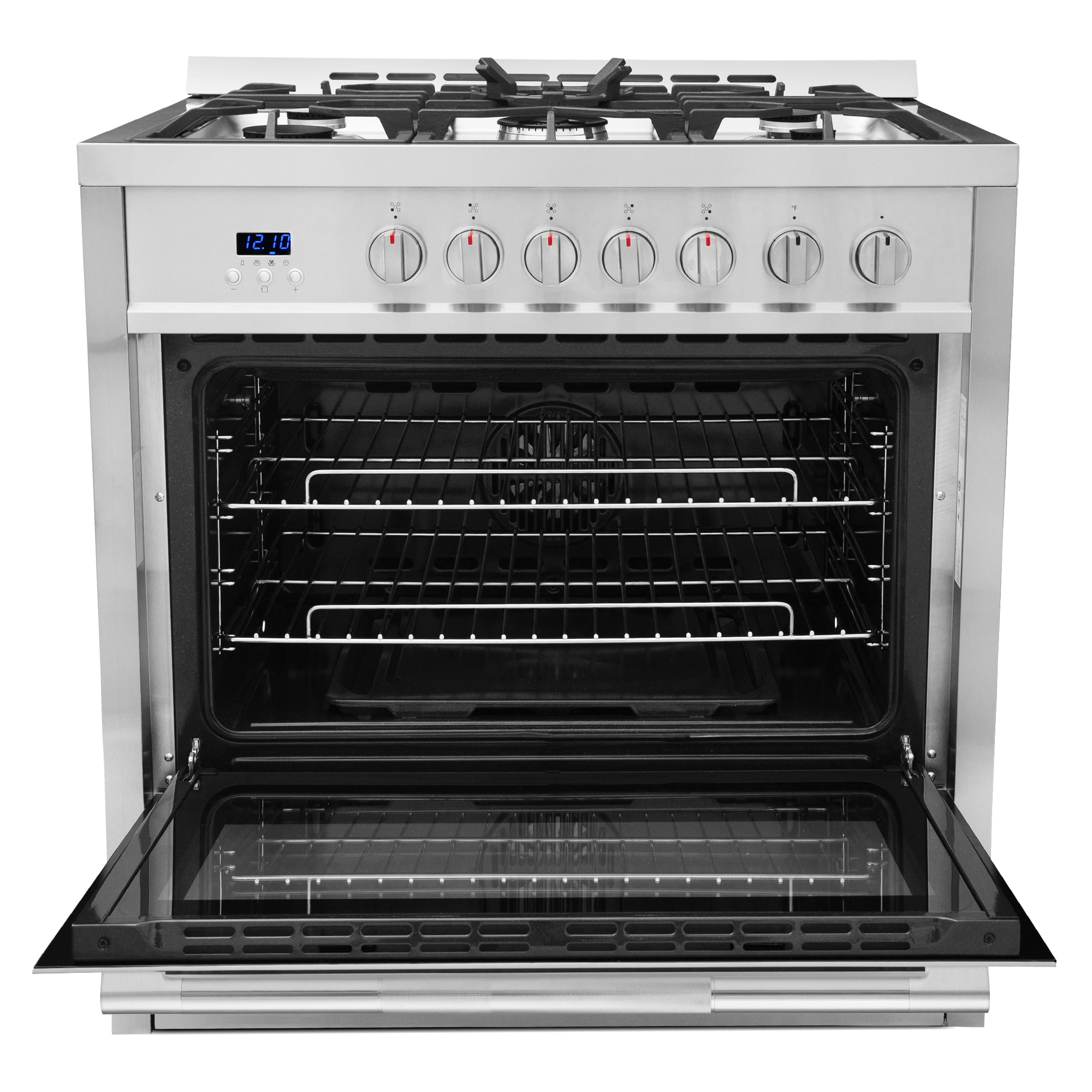 Cosmo 36 in. Nebula Collection 4.4 cu. ft. Gas Range, 5 Burners, Rapid Convection Oven, Textured Grip Handle, Stainless Steel