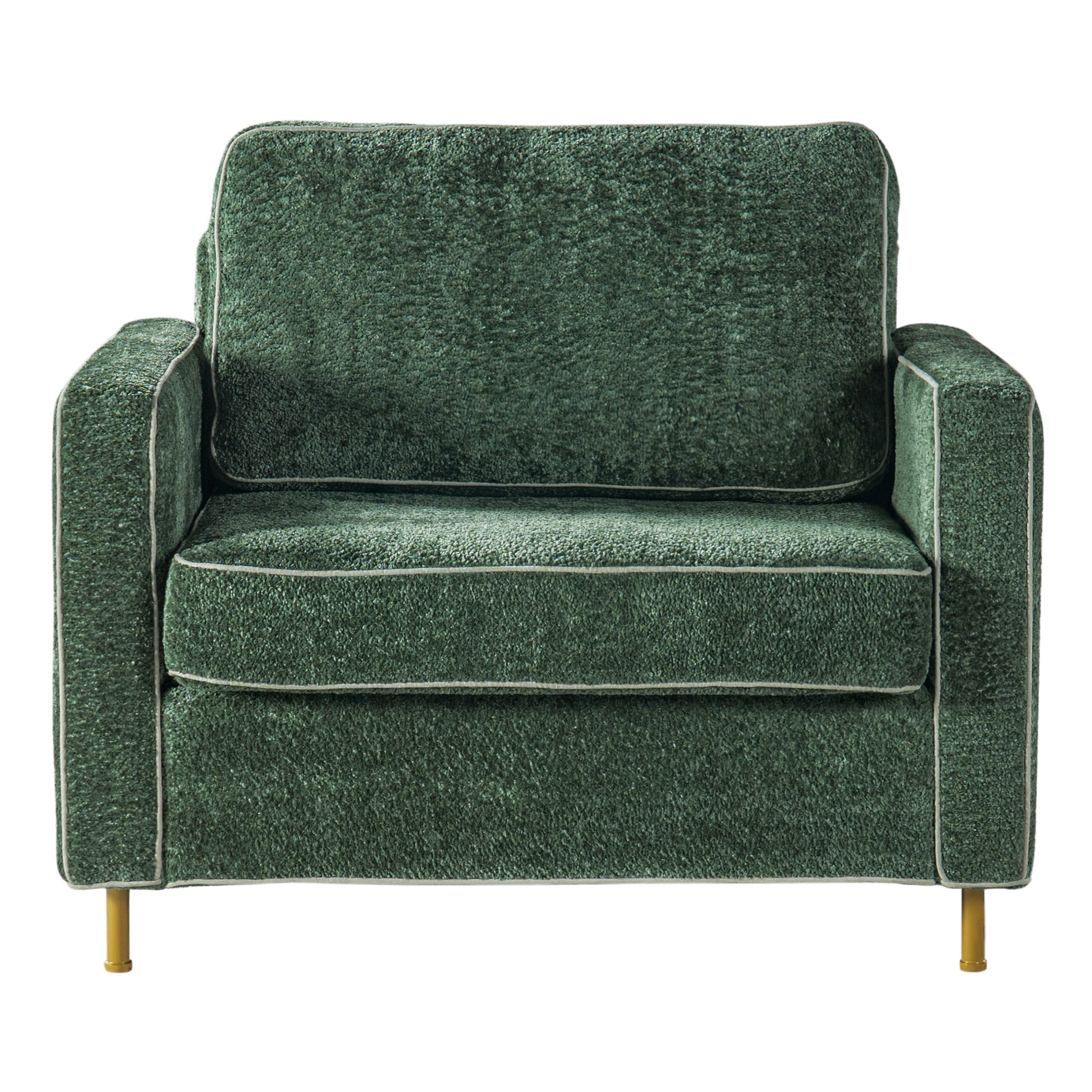 Christopher Knight Home Modern Chenille Upholstered Single Sofa with Square Arms, Pillow Back, Green