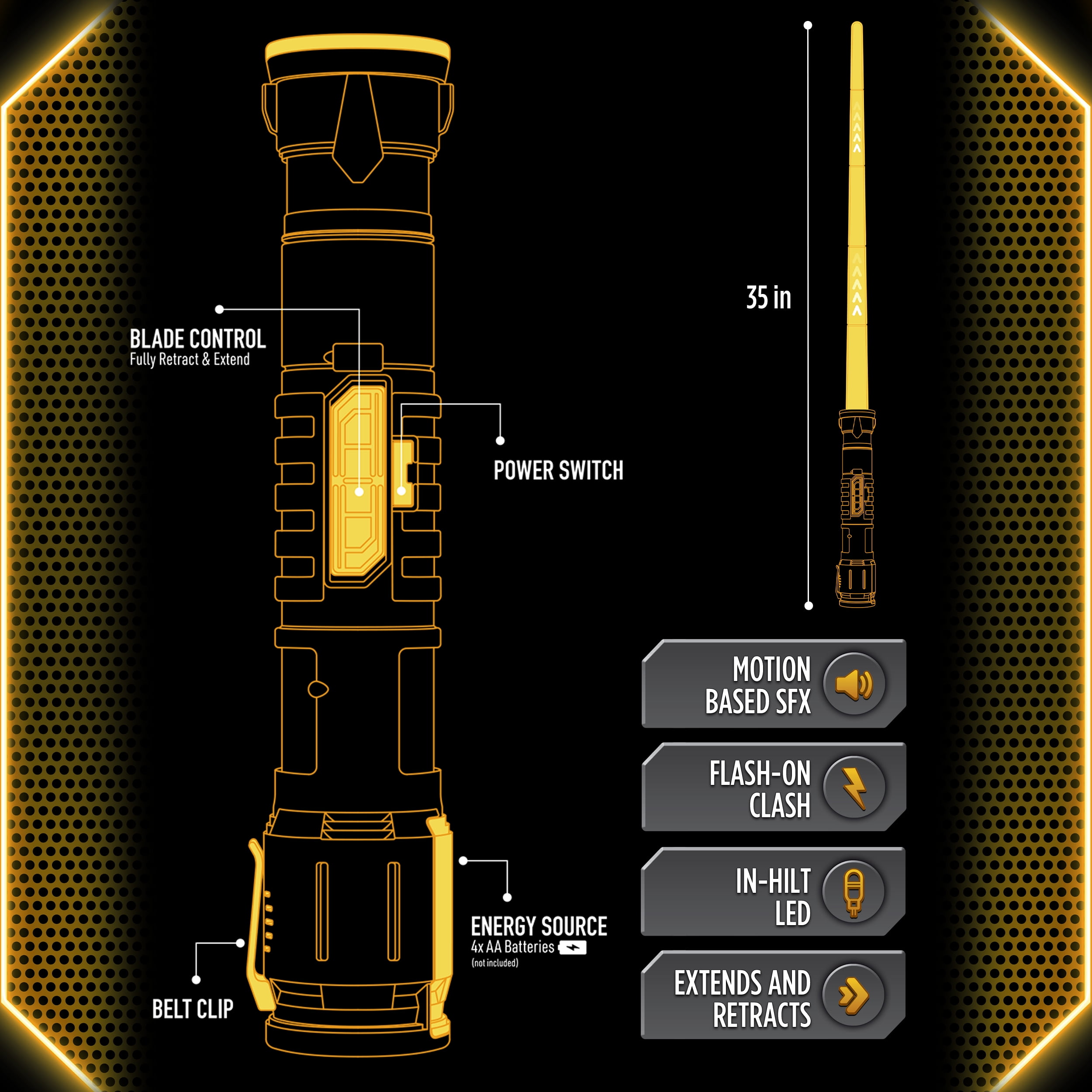 Power Saber Energy Blade Yellow Limited Edition with Realistic & Safe Battle Action