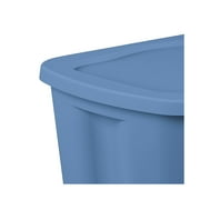 Sterilite Large Storage Bin, 18 Gallon Durable Plastic Storage Tote with Snap-on Lid, Light Blue, 8 Pack