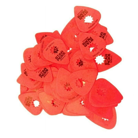 Everly Star Guitar Picks .50mm 72 Pack Super Grip Red
