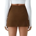 thumbnail image 4 of KDDYLITQ Corduroy Skirt Women High Waisted Side Slit Skort Corduroy Bodycon Fall Shorts Work Athletic Short Skirts Brown M, 4 of 4