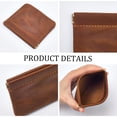 thumbnail image 6 of 4.72 x 4.02 Inch Genuine Leather Small Makeup Cosmetic Bag for Purse Squeeze Coin Purse Pouch Crazy Horse Leather Self-Closing Pouchic Mini, 6 of 7