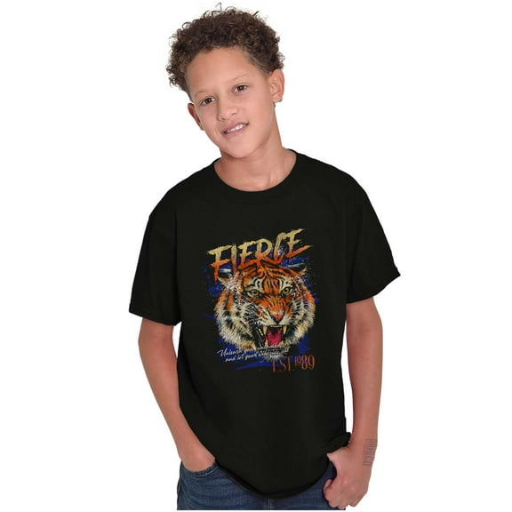 Wild Fierce Untamed Tiger Spirit Crewneck T Shirts Boy Girl Teen Brisco Brands S