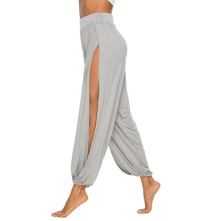 

None Leisure Color Women s Pants Running Split Yoga Stretch Exercise High Solid Pants Yoga Scrub Pants Women