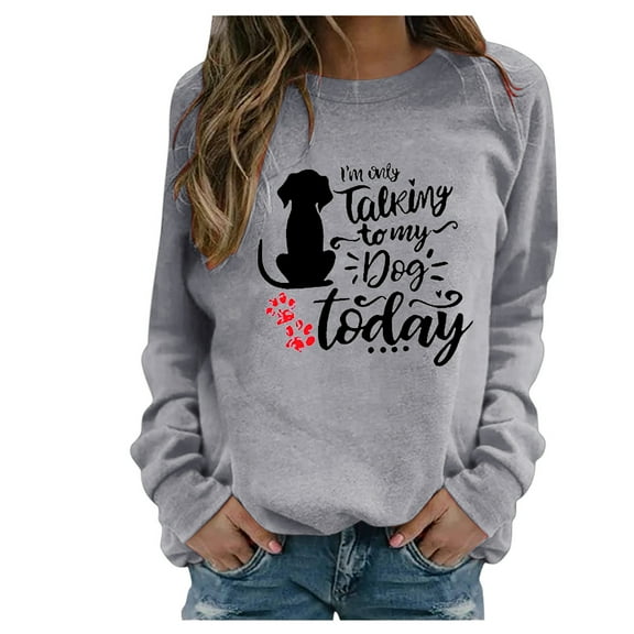 2025 Clearance Items under $5 asdoklhq Womens Plus Size Tops Clearance,Women Casual Long Sleeve Printing O-Neck Tops Shirt Blouse Pullover