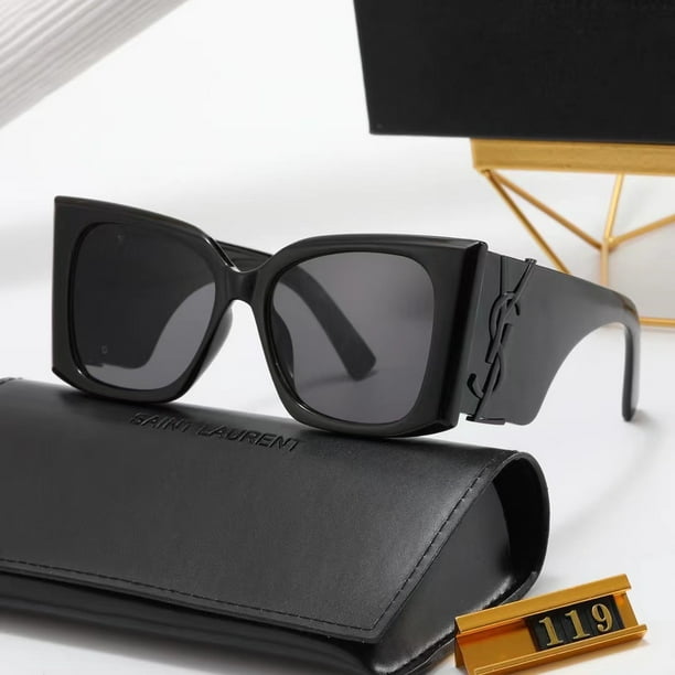 Nueva Tendencia : Marco Grande Ojo De Gato Señora Gafas De Sol YSL Personalidad Irregular Moda Fotografía Callejera Vintage Pierna Ancha SL M119/F BLAZE UV400 Gao Jiahui unisex