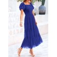 thumbnail image 3 of Vestido Midi de Tul con Fruncido y Mangas Abullonadas azul real talla M PRETTYGARDEN, 3 of 7