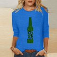 thumbnail image 2 of Pompotops T-Shirt d'Été Décontracté pour Femmes Imprimé Bière Col Rond Manches 3/4 Ample en Solde, 2 of 5