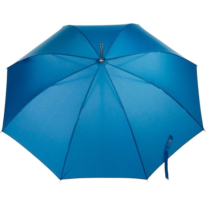 totes Large Eco Auto-Open Stick Umbrella with a Classic J Hook Curved Handle, Moroccan Blue, 46"