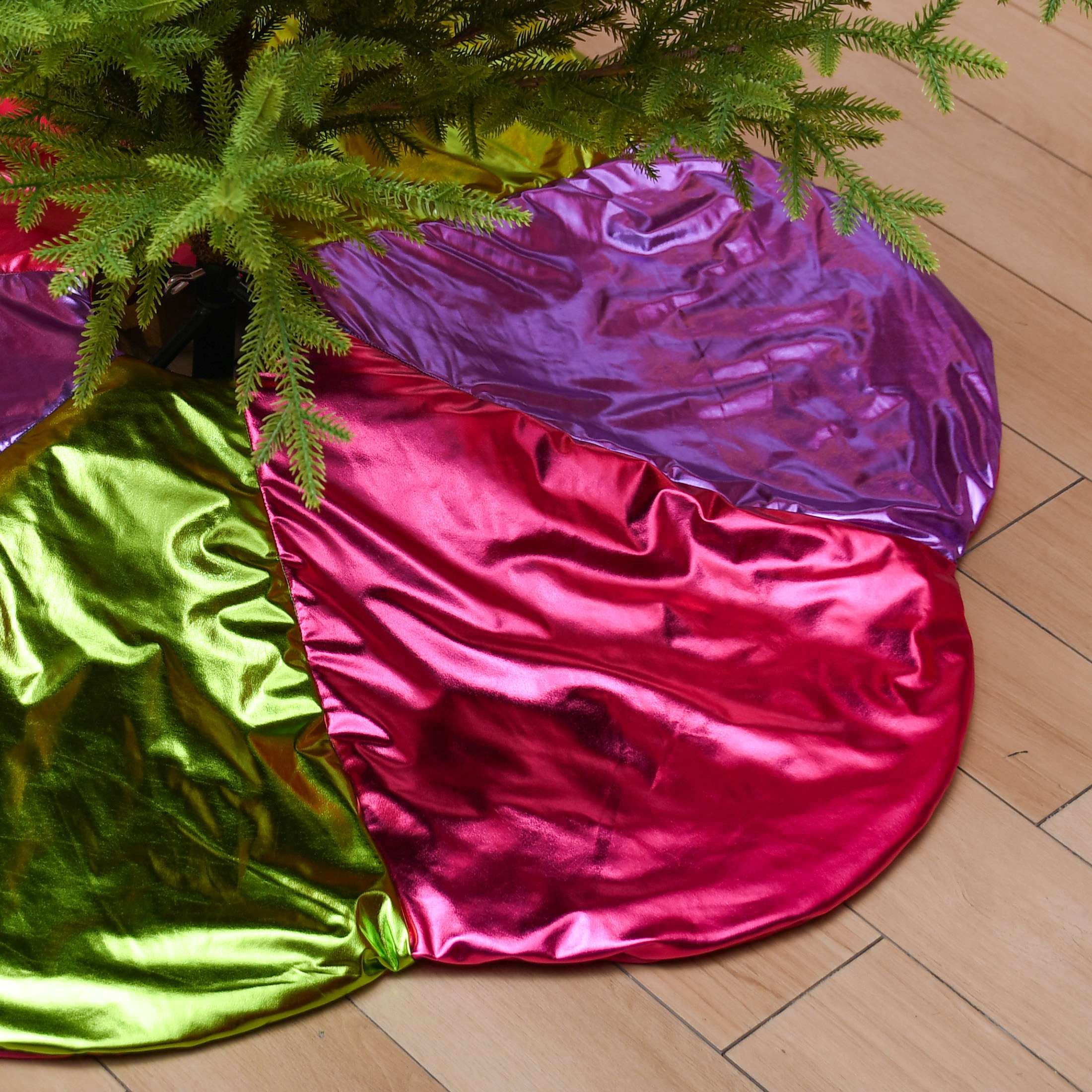 Puffy Christmas Tree Skirt, Purple/Pink/Green, 48", by Holiday Time