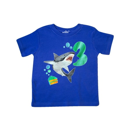 

Inktastic Third Birthday Shark with Cake Gift Toddler Boy or Toddler Girl T-Shirt
