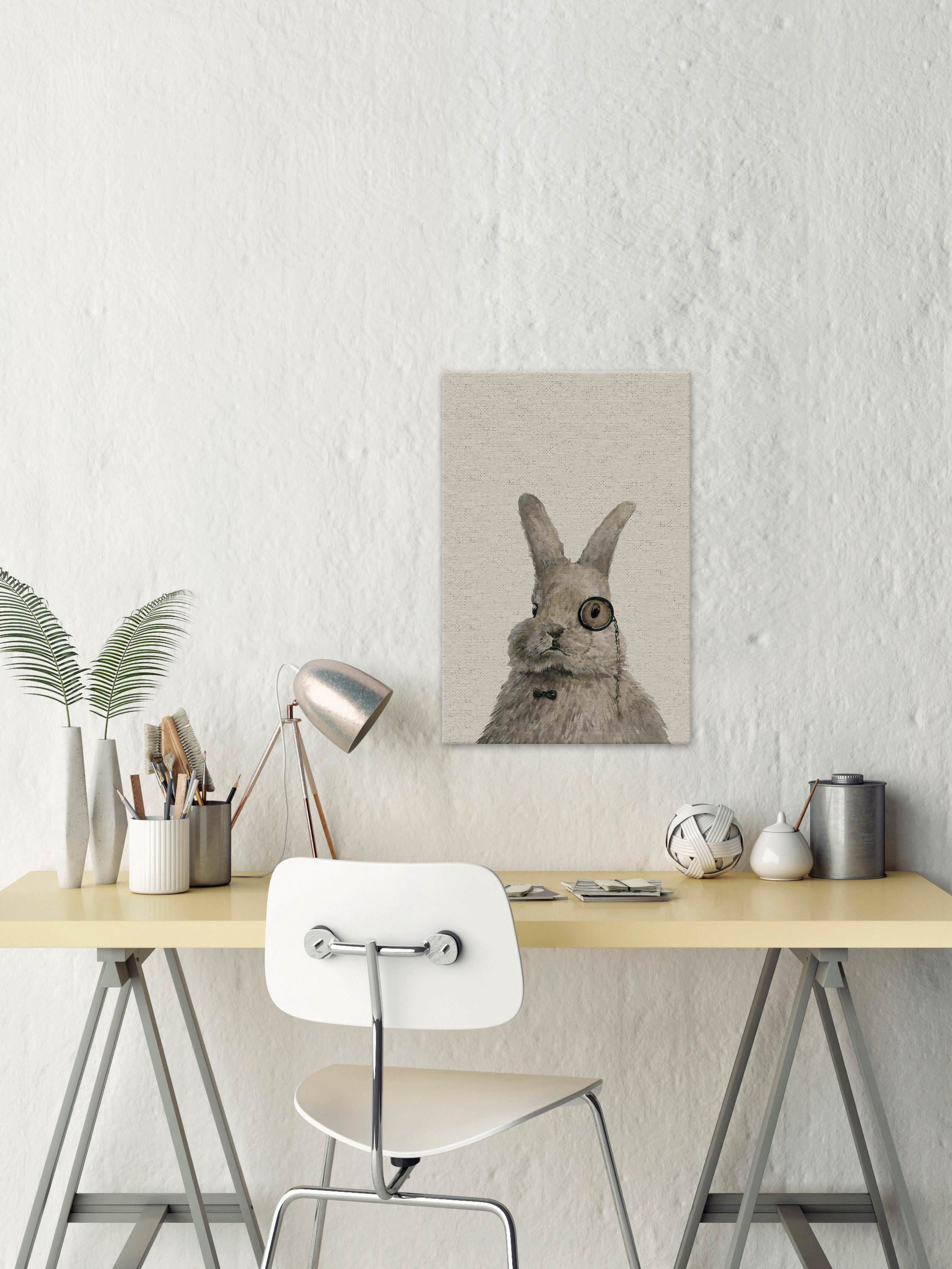 Bunny the Librarian Painting Print on Wrapped Canvas