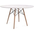 thumbnail image 1 of Mesa de Comedor Redonda 120 Grupo Microtec Blanca para 4 o 6 Personas Café Moderna Estilo Eames Patas de Madera Minimalista Moderna Grupo Microtec Mesa 120 Mesa 120, 1 of 4