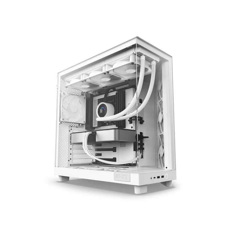 NZXT H6 FLOW RGB Compact Dual-Chamber Mid-Tower Airflow Case, White,  CC-H61FW-R1 