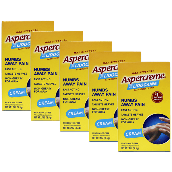 5 Pack - Aspercreme With Lidocaine Cream 2.7oz Each