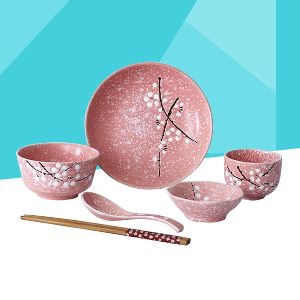 Service de table en céramique, vaisselle en porcelaine rose, Style japonais, Sakura, vaisselle en céramique, peinte à la main, assiettes, bols, porcelaine