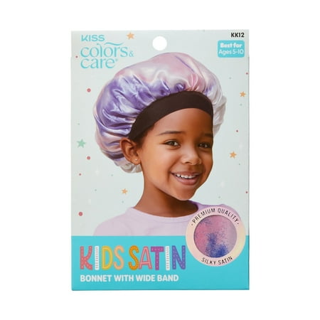 KISS Colors & Care Kids High Quality Satin Wide Band Bonnet – Tie Dye Pink Purple