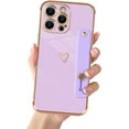 thumbnail image 6 of Compatible with iPhone 14 Pro Max Case for Women Girls,Soft TPU Cute Love Heart Plating Bumper Wristband Holder Bling Phone Case Slim Anti-Scratch Shockproof Luxury Case Cover(Elegant Purple), 6 of 14