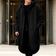 thumbnail image 6 of Atkumj Trench Coat Men Solid Color Hooded Long Winter Overcoat Stylish Long Sleeve Button Down Front Winter Coats S, 6 of 9